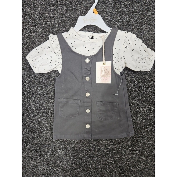 Girl Infant 12 Month Dress Shirt Set Gray White New NWT - Picture 4 of 4